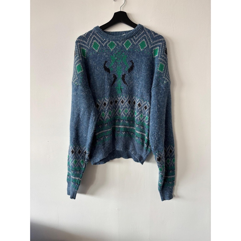 Vintage McGregor Sweater‎ Mens Large Blue Fair Isle Acrylic Knit Pullover 90s